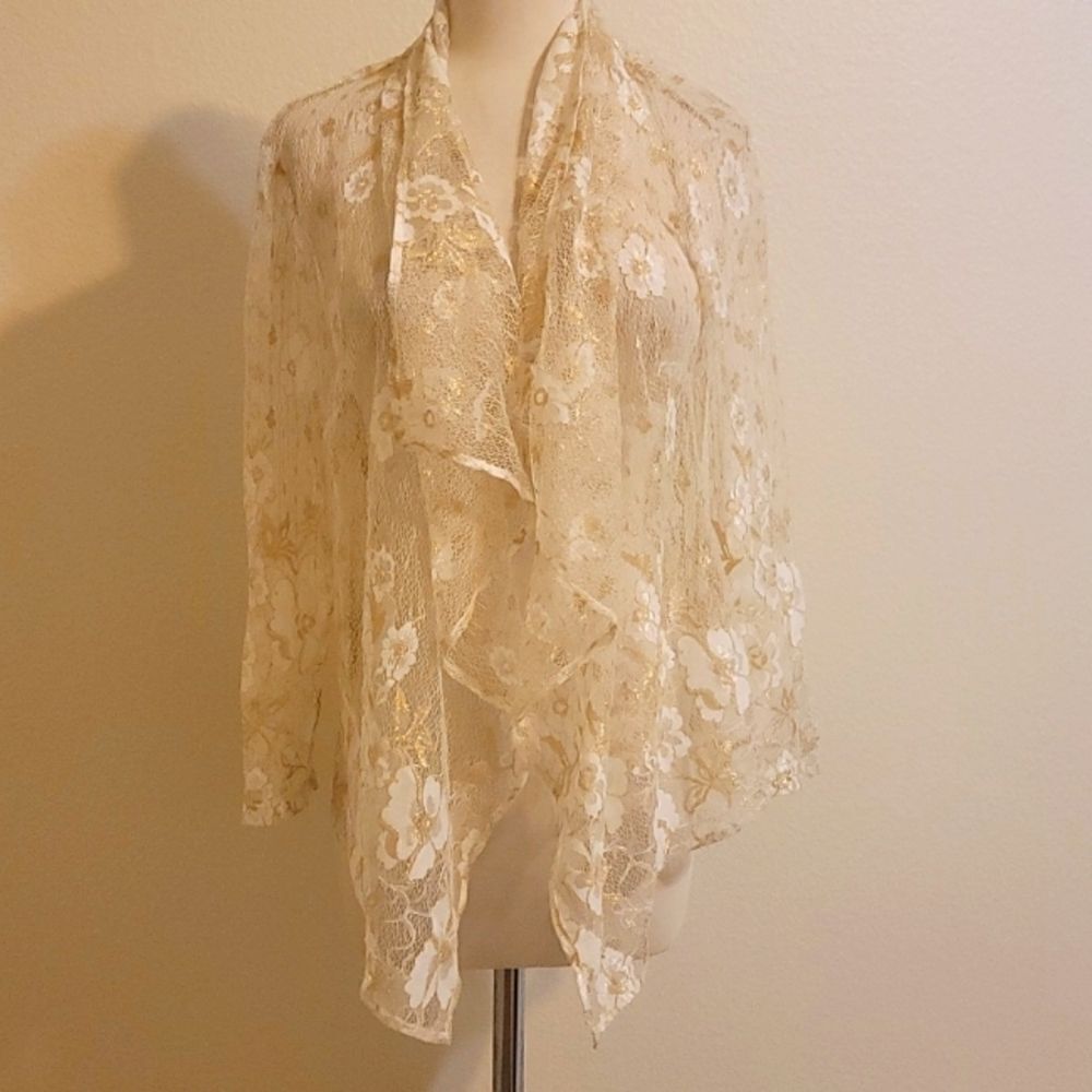 Alberto makali lace cascade blazer size large.